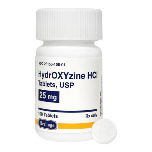 Rx Hydroxyzine Hydrochloride 25 mg x 100 tablets