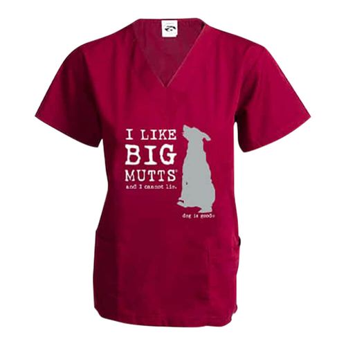 Scrub Top I Like Big Mutts Wine XL