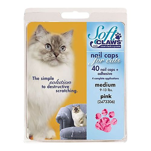 Soft Claws, Nail Caps for Cats, Medium, Pink, 40 ct