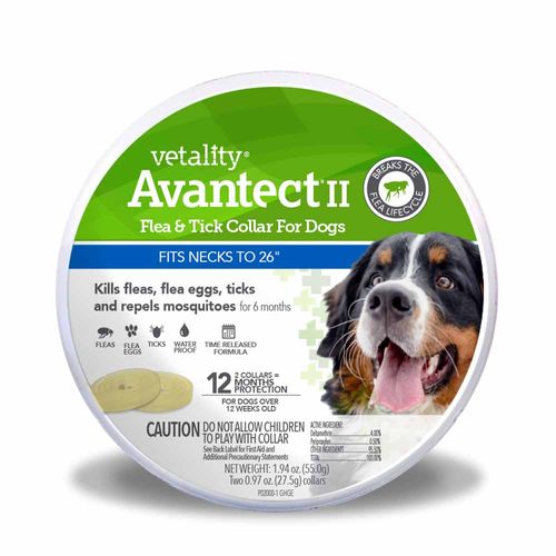 Vetality Avantect II Flea & Tick Collar for Dogs, 2 pack