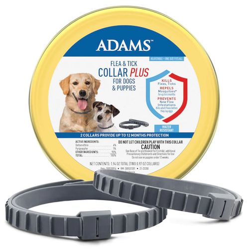 Adams Premium Flea & Tick Collar Plus for Dogs (2-pack/Gold Tin)