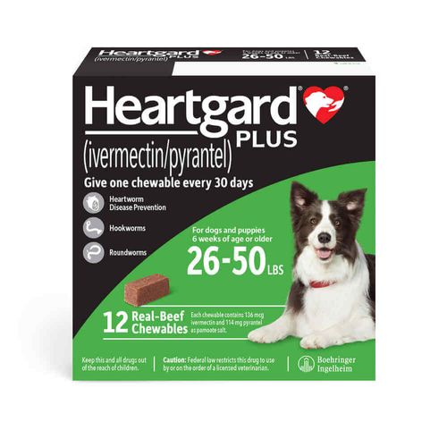 Heartgard Plus Rx 26-50 lbs 12 Month (Green)